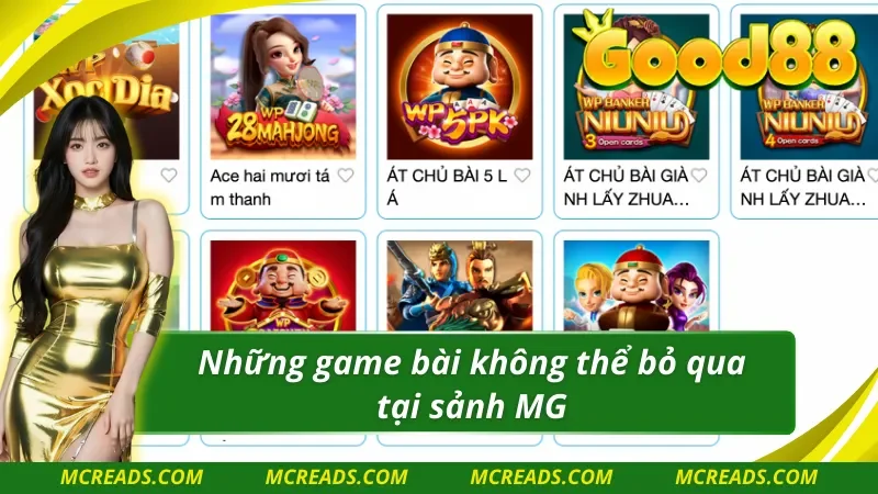 MG Game Bài 3D và các siêu phẩm cá cược đang hot